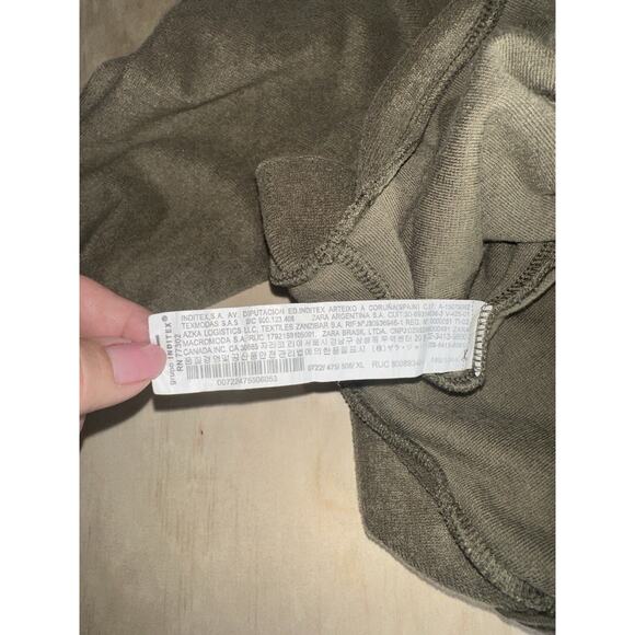 Zara Man Olive Green Zip Up Hoodie Sweatshirt Size XL Streetwear - Picture 6 of 7